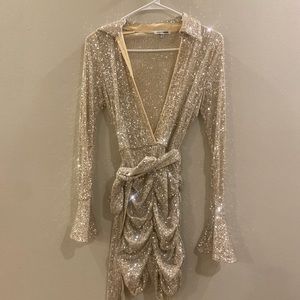 Fashion Nova Fitted Sequin Romper